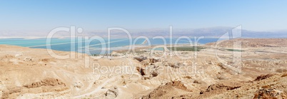 Desert landscape near the Dead Sea at bright noon