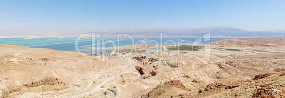 Desert landscape near the Dead Sea at bright noon