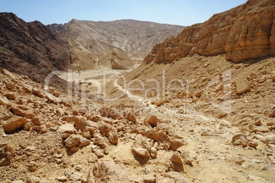 Scenic path descending into the desert valley, Israel