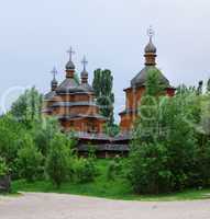 Ancient wooden church in open air museum, Kiev, Ukraine