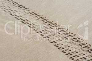 Diagonal track of quad bikeon sand