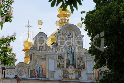 Dormition Cathedral in Kiev Pechersk Lavra monastery, Kiev, Ukraine. Detail of the back facade.