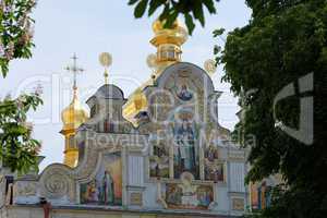 Dormition Cathedral in Kiev Pechersk Lavra monastery, Kiev, Ukraine. Detail of the back facade.