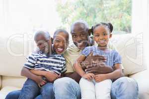 Happy family on the couch