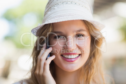 Pretty smiling woman on the phone