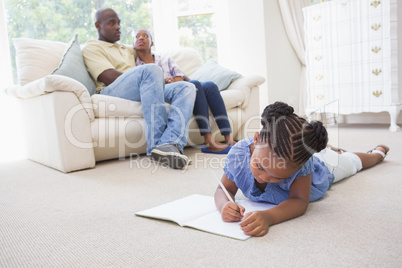 Happy family in the living room