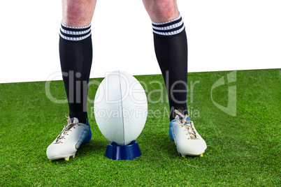 Rugby player ready to make a drop kick