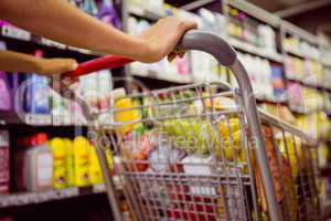 woman buy products with her trolley