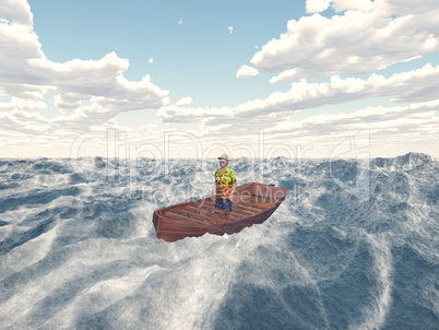 Mann in einem Boot