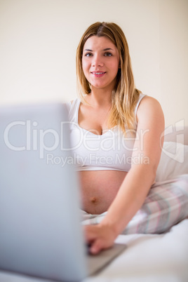 Pregnant woman using laptop computer