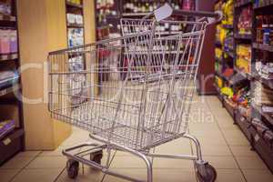 Trolley with product on shelf