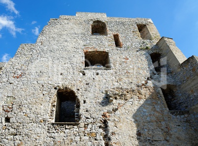 Wall of the ruin of medieval Celje castle in Slovenia