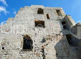 Wall of the ruin of medieval Celje castle in Slovenia