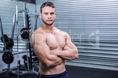 Portrait of muscular man looking at camera