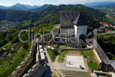 Celje medieval castle in Slovenia above the river  Savinja