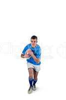 Rugby player running with the rugby ball