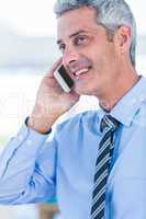 Happy businessman having a phone call