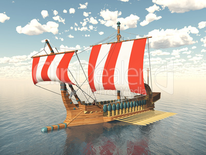 Antikes griechisches Ruderkriegsschiff