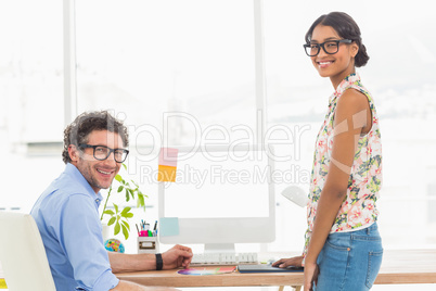 Portrait of smiling partners posing together