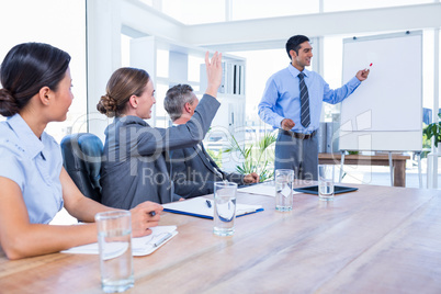 Business people talking during a meeting