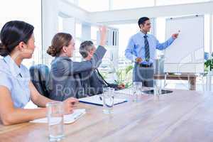 Business people talking during a meeting