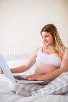 Pregnant woman using laptop computer