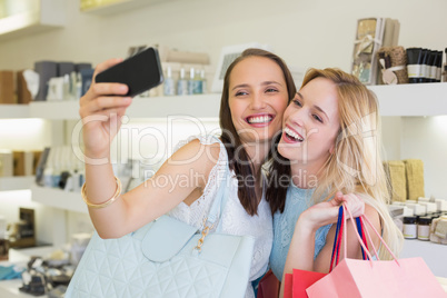 Happy women friends taking a selfie