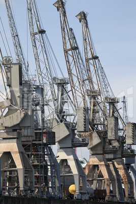 Kräne im Hafen von Hamburg, Deutschland