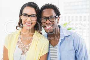 Portrait of casual business colleagues smiling together