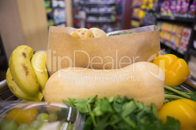 A trolley with healthy food