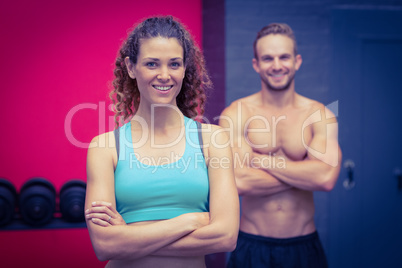 Muscular couple looking at the camera