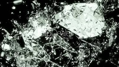 Glass smashed and broken in slow motion. Alpha matte