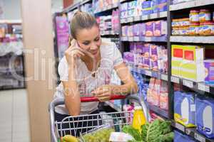 Woman buy products and calling