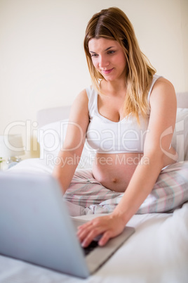 Pregnant woman using laptop computer