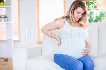 Pregnant woman getting a contraction