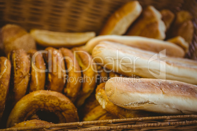 Close up of basket with fresh bread