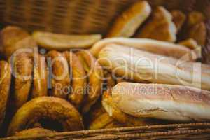 Close up of basket with fresh bread