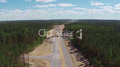 Aerial View of Road Construction, sunny day