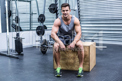 Smiling muscular man looking at the camera