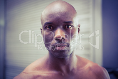 Portrait of a young bodybuilder in front of the camera