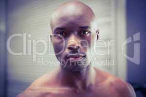 Portrait of a young bodybuilder in front of the camera