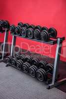 Black weights on a stand