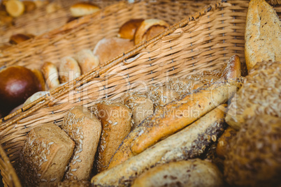 Close up of basket with fresh bread