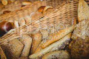 Close up of basket with fresh bread