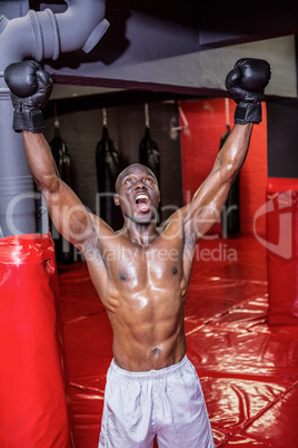 Young bodybuilder cheering