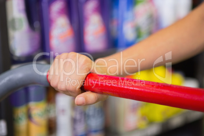 Woman buy products with her trolley