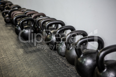 Weights lined at the wall