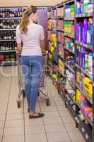 Rear view of woman doing shopping