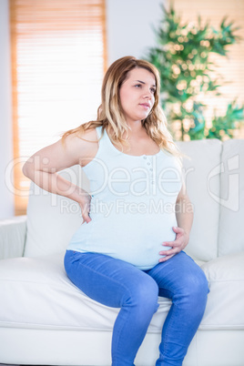 Pregnant woman getting a contraction