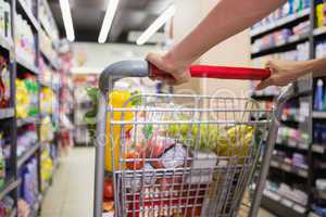 woman buy products with her trolley